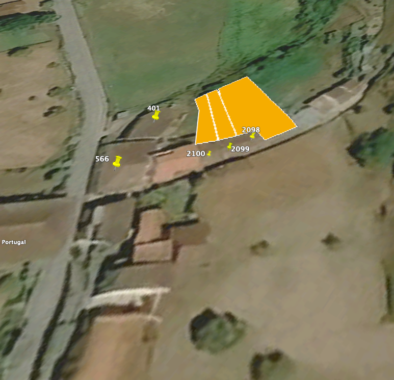 Boundary plan showing the three ruins and their outdoor areas