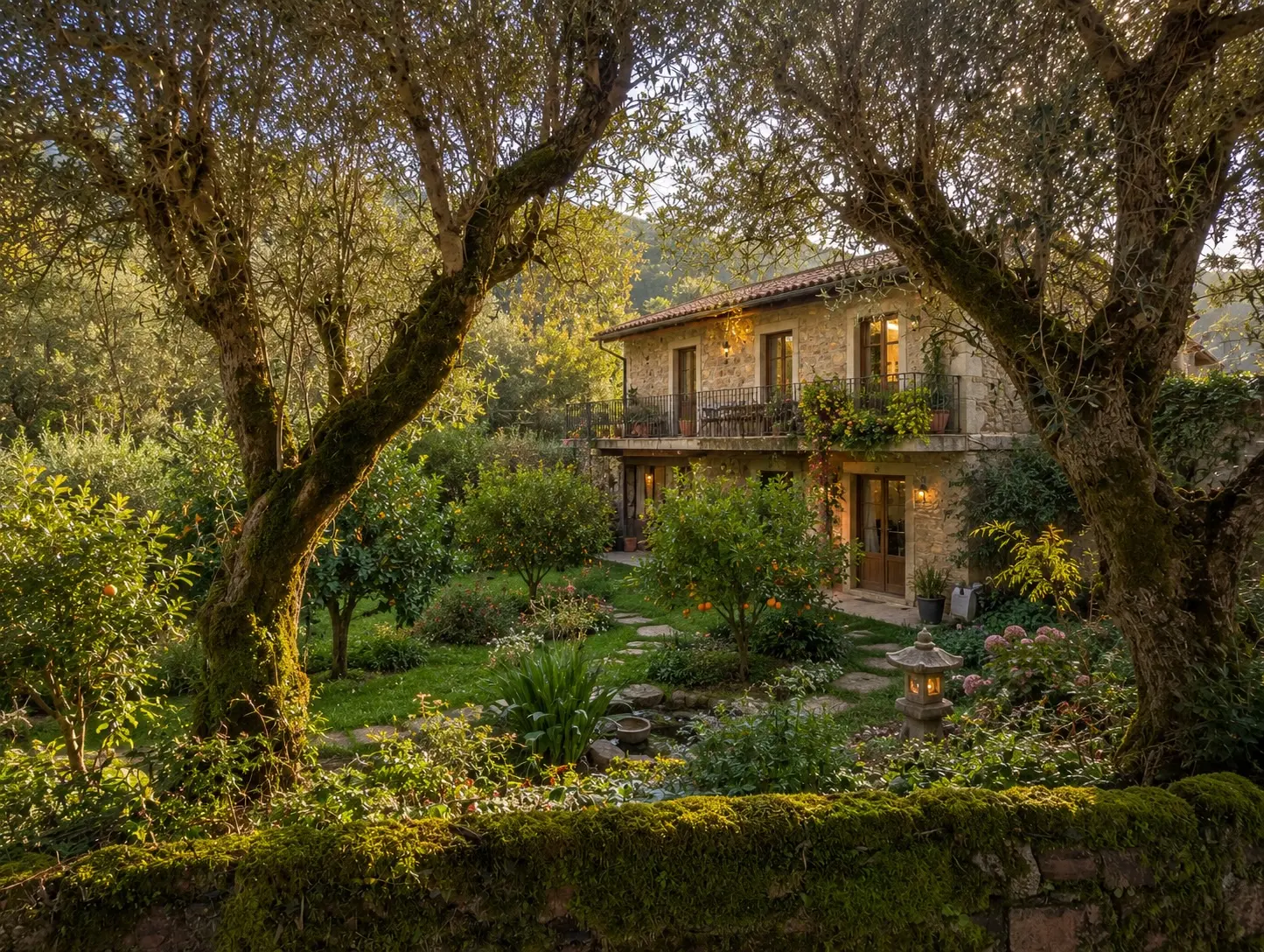 Illustrative projection of a finished house among mature trees