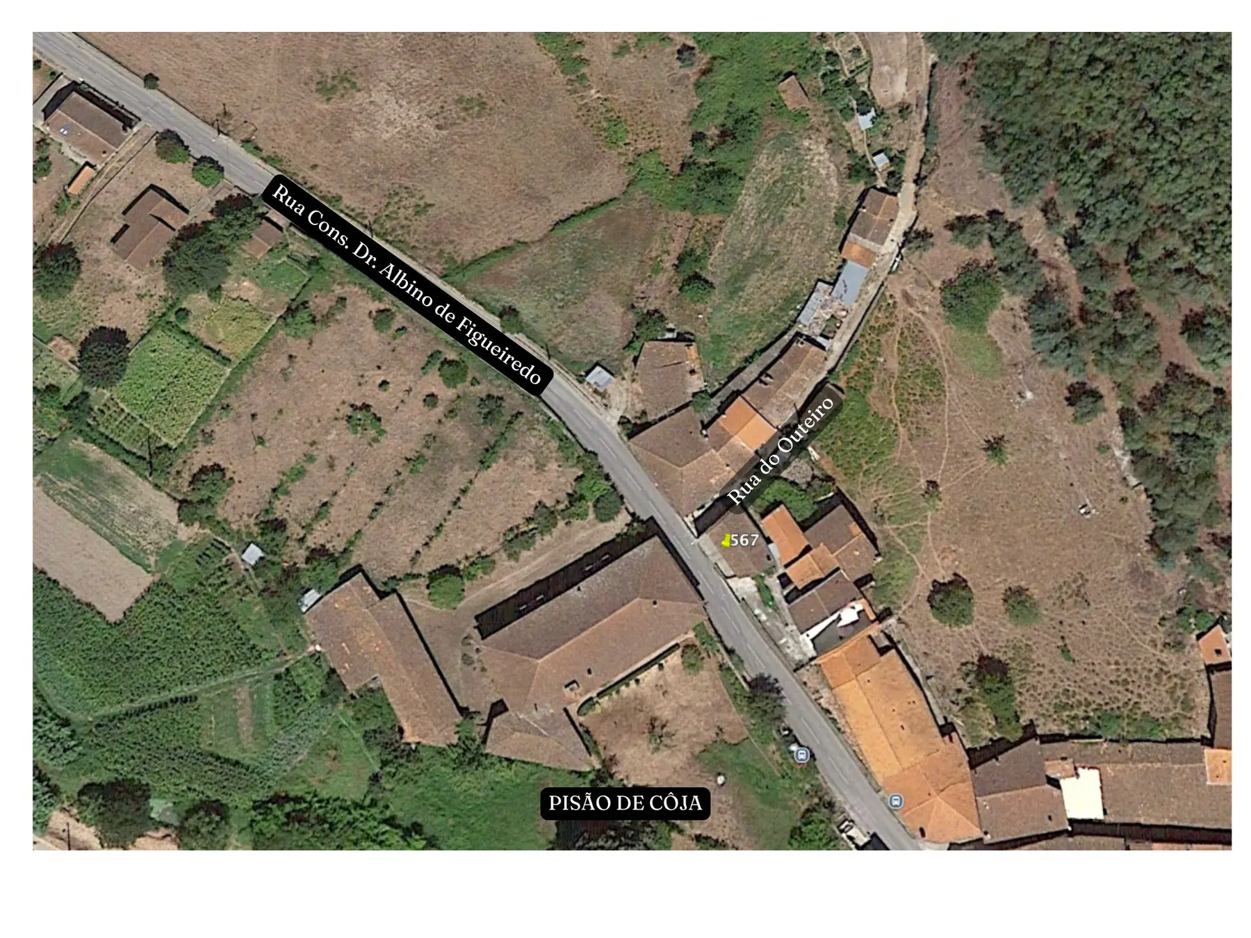 Mapa aéreo com a localização do artigo 567 em Pisão de Côja